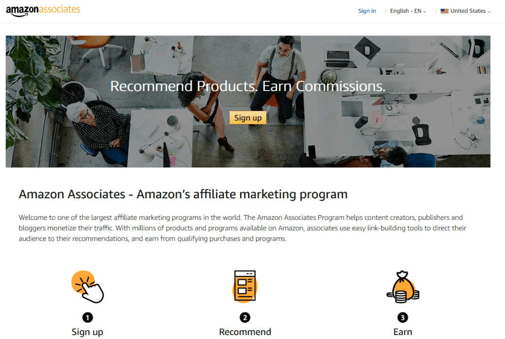 amazon associates home page